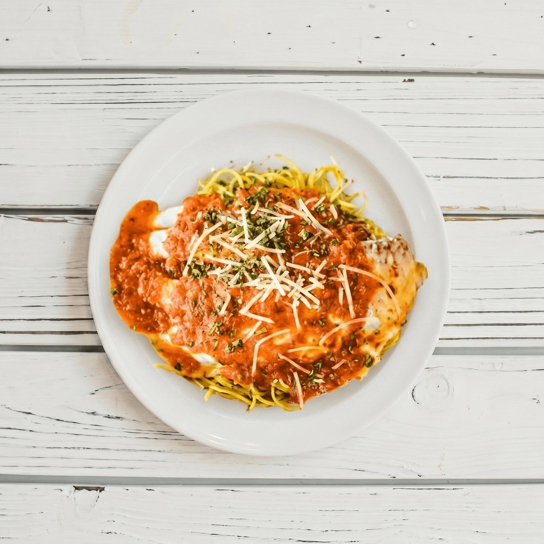 Chicken Parmesan & Garlic Noodle.