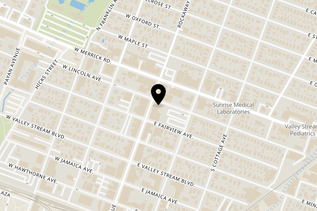 Map showing the location of Ben's Crab Ben's Crab Valley Stream on 43 Rockaway Ave in Valley Stream